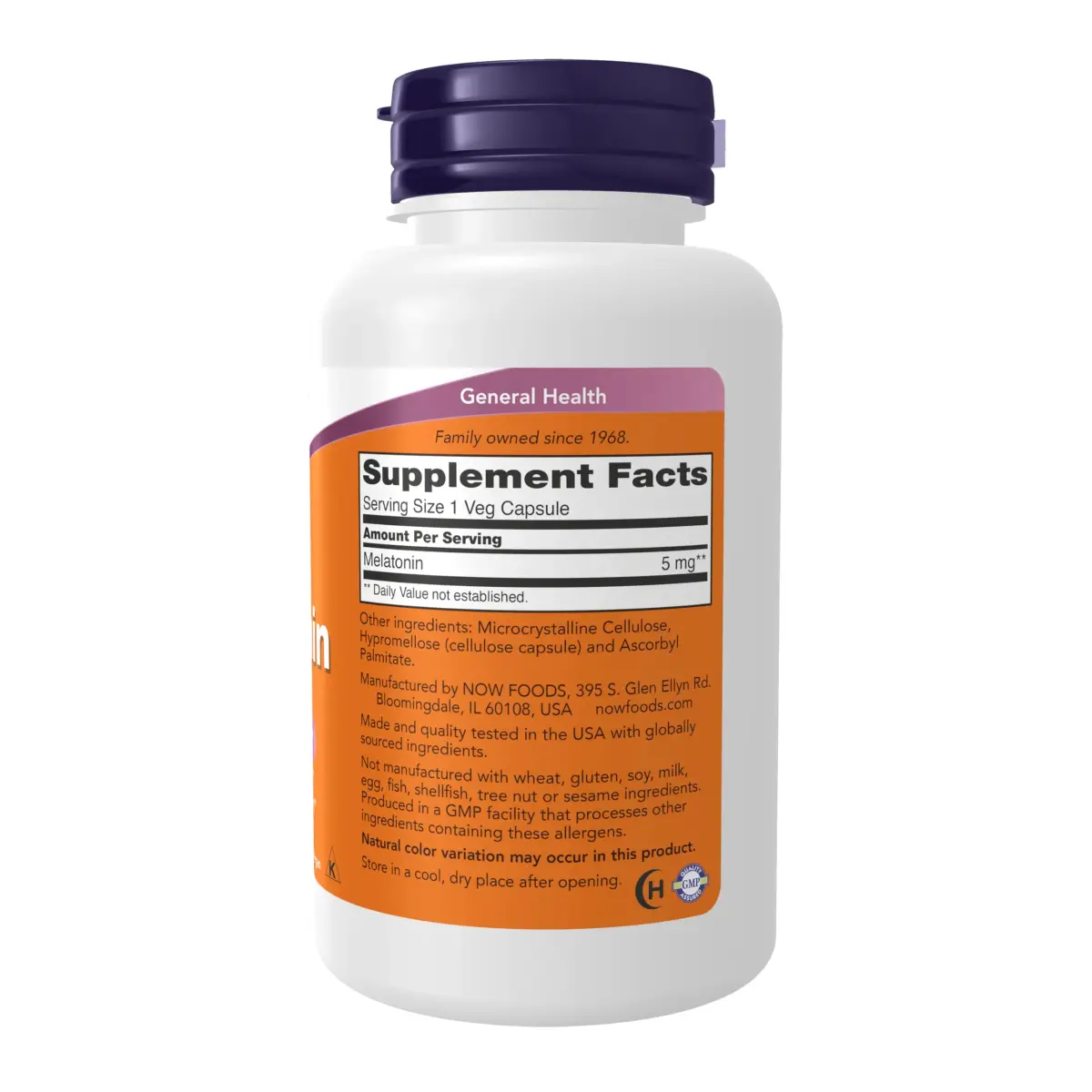 NOW Foods Melatonin 5 mg 360 Count (180 Capsules x 2) | Supports Healthy Sleep Cycles - view 2