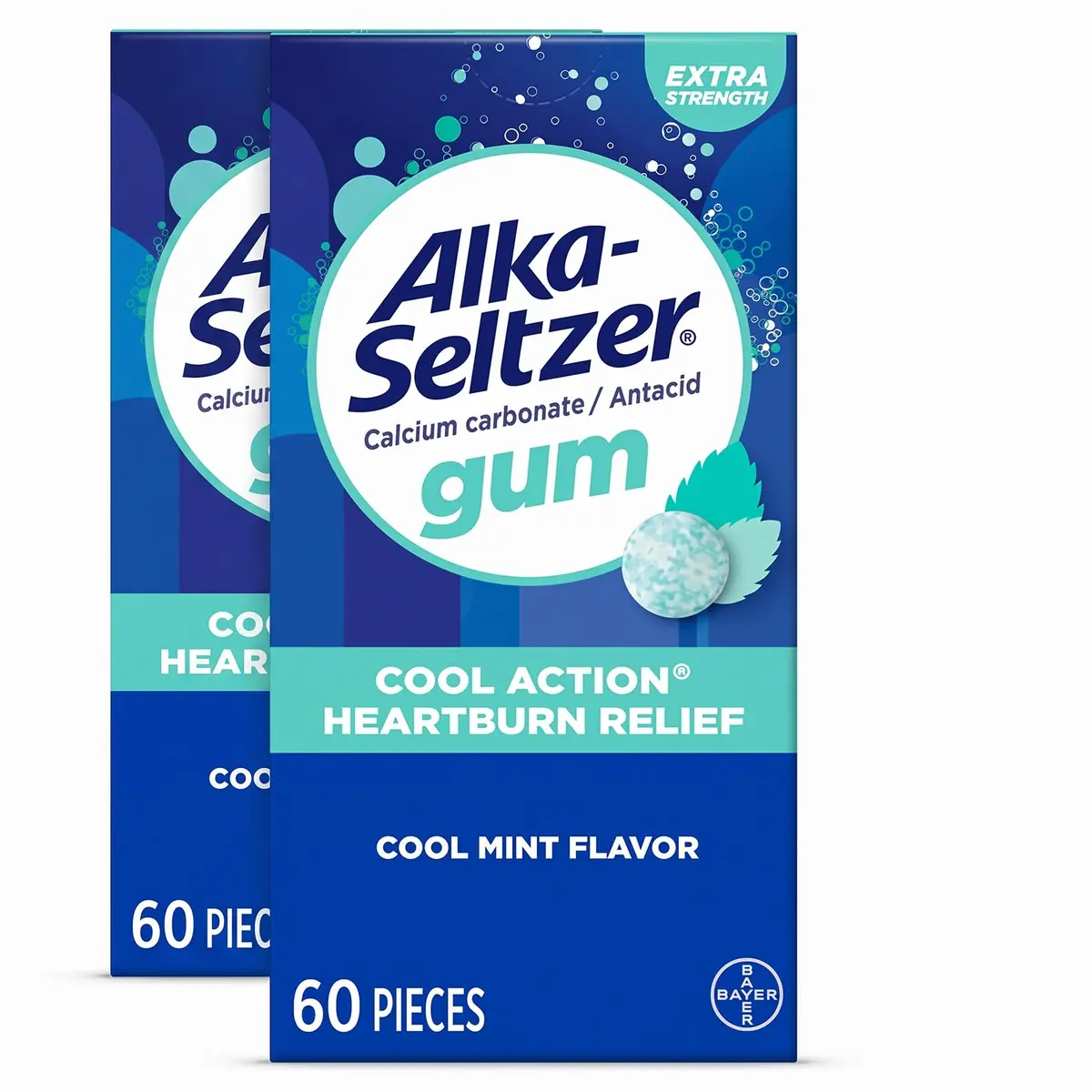Alka-Seltzer Chewing Gum Cool Mint | Fast Heartburn Relief, Extra Strength (1 Count, Pack of 120) - main product image