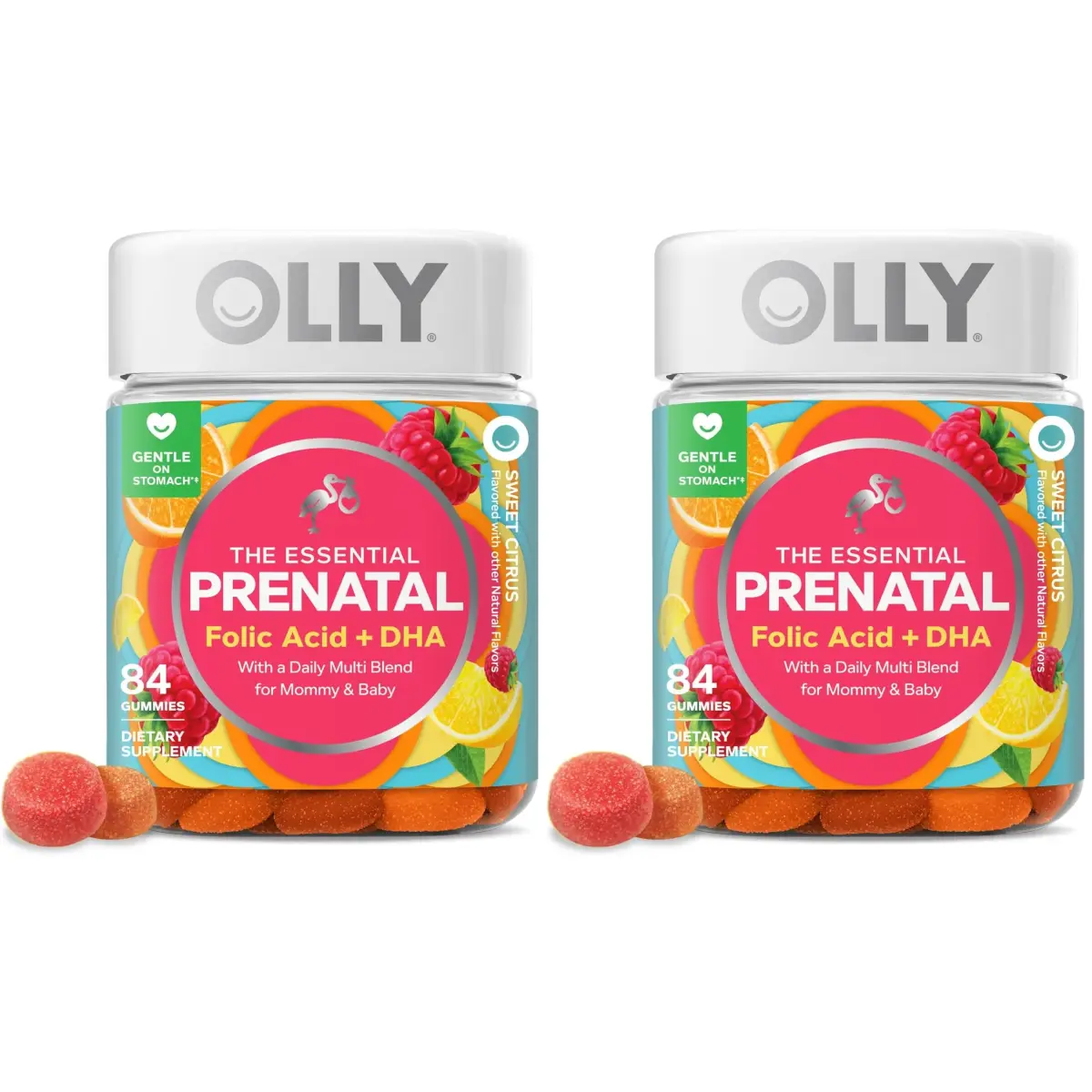 OLLY Prenatal Multivitamin Gummy Sweet Citrus Flavored 168 Count (84 Count Pack of 2) | Supports Mommy & Baby Wellness with Folic Acid & DHA - main product image