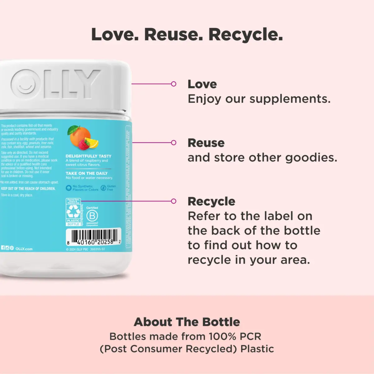 OLLY Prenatal Multivitamin Gummy Sweet Citrus Flavored 168 Count (84 Count Pack of 2) | Supports Mommy & Baby Wellness with Folic Acid & DHA - view 5
