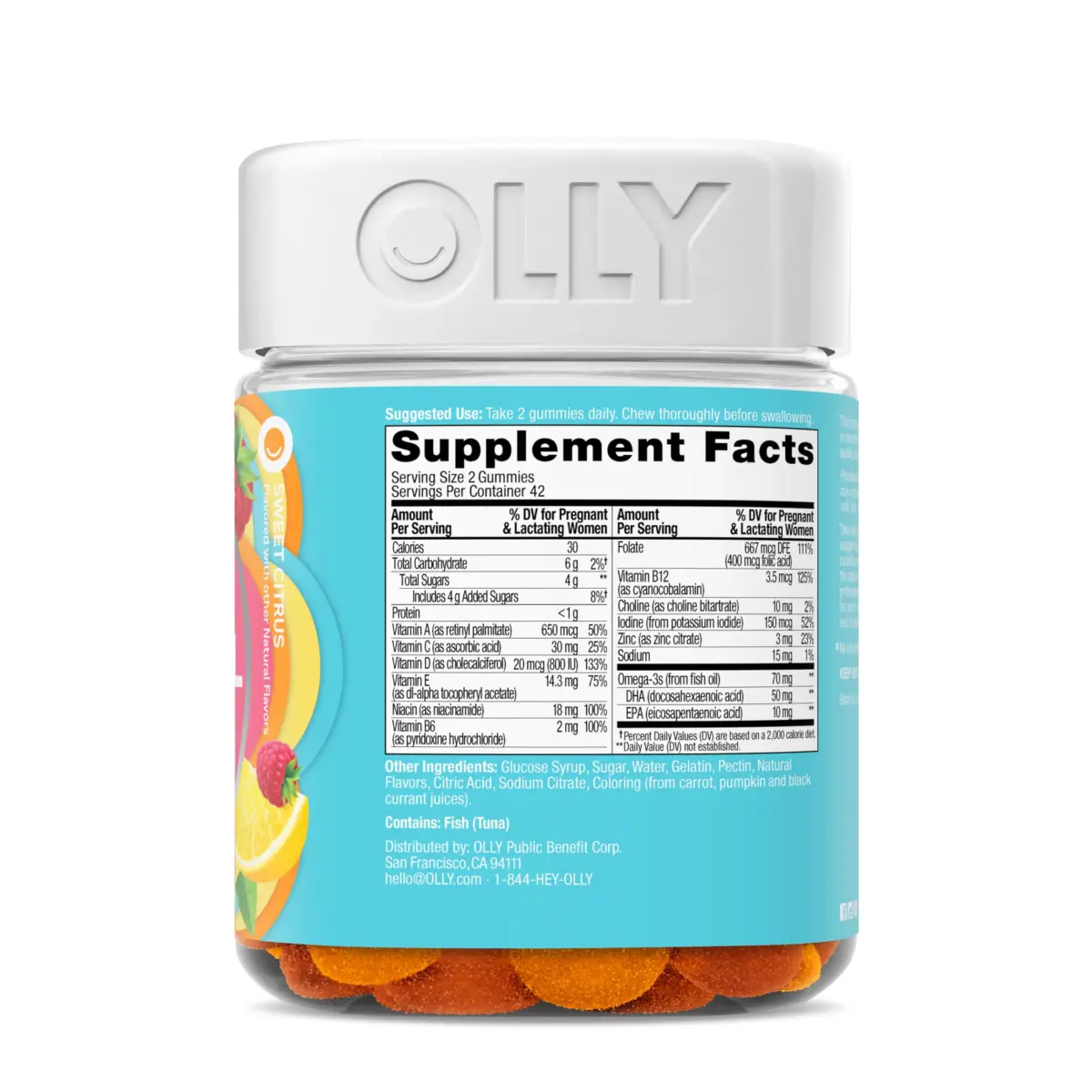 OLLY Prenatal Multivitamin Gummy Sweet Citrus Flavored 168 Count (84 Count Pack of 2) | Supports Mommy & Baby Wellness with Folic Acid & DHA - view 9