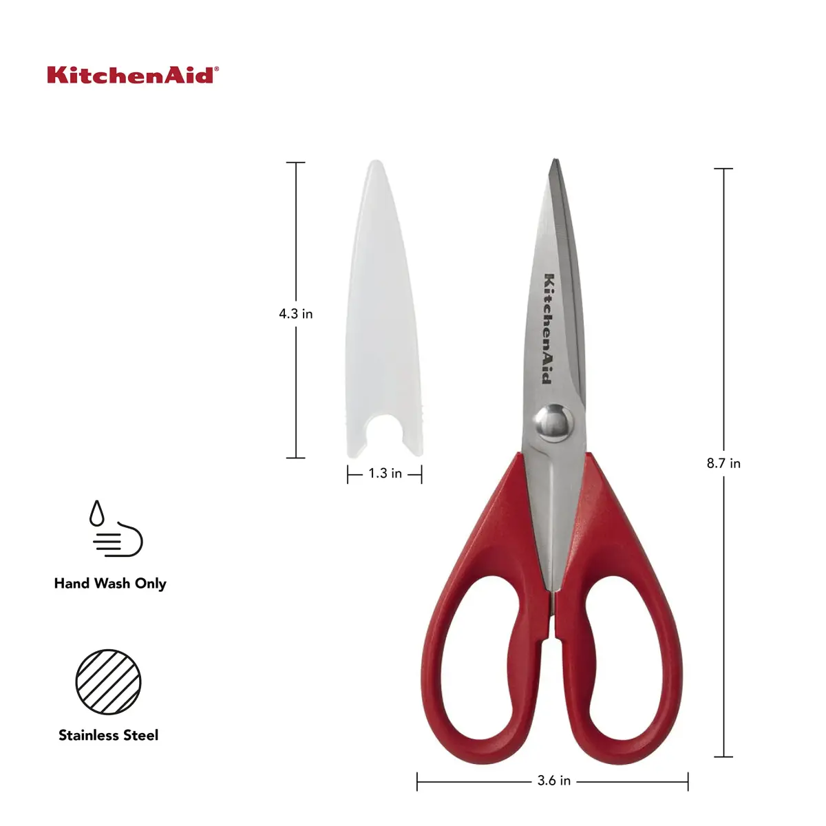 KitchenAid Red 8.72 Inch All-Purpose Kitchen Shears with Protective Sheath, Pack of 2 - view 2