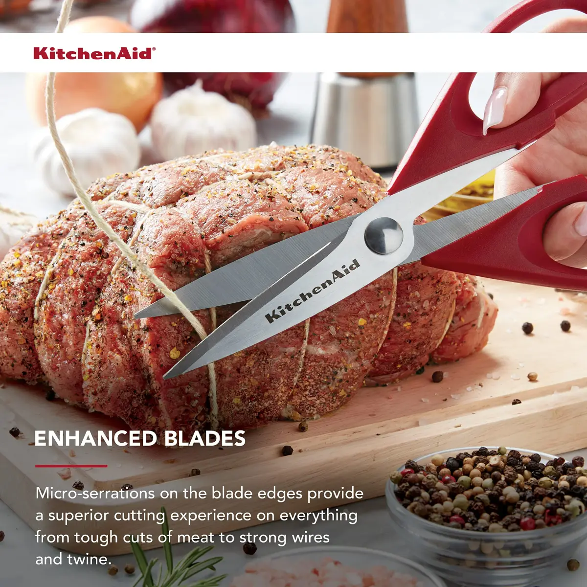 KitchenAid Red 8.72 Inch All-Purpose Kitchen Shears with Protective Sheath, Pack of 2 - view 4