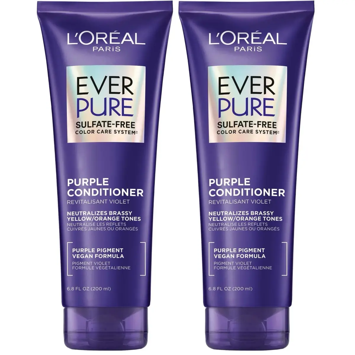 L'Oreal Paris EverPure Brass Toning Purple Conditioner 400ml (13.6 Fl Oz) | Sulfate-Free Toning for Blonde Hair - main product image