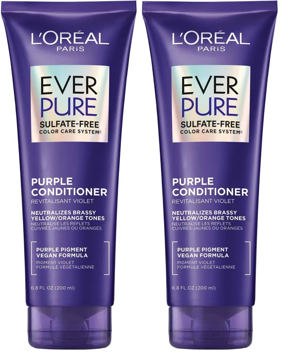 L'Oreal Paris EverPure Brass Toning Purple Conditioner 400ml (13.6 Fl Oz) | Sulfate-Free Toning for Blonde Hair - main product image
