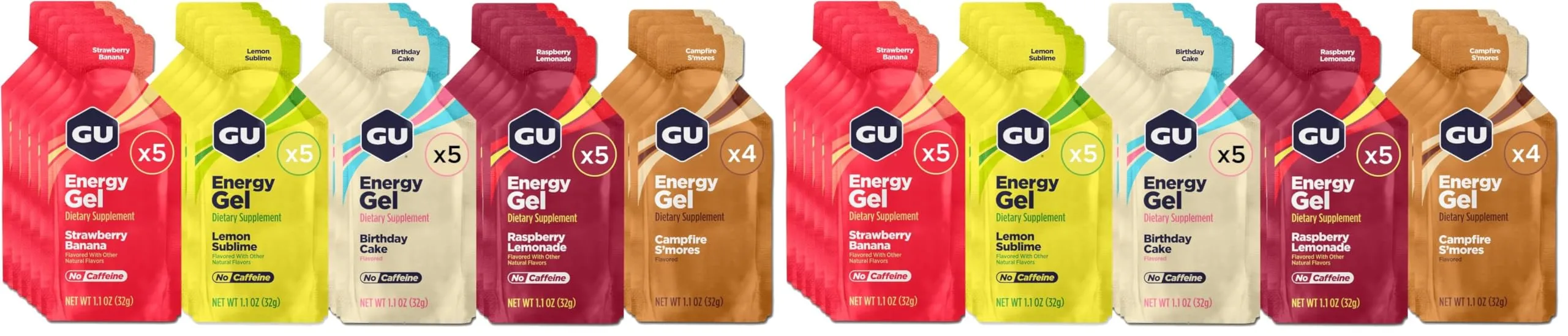 GU Energy Original Energy Gels Caffeine-Free Mixed Variety Pack (48 x 1.1 Fl Oz) | Dual Source Energy for Athletes - main product image
