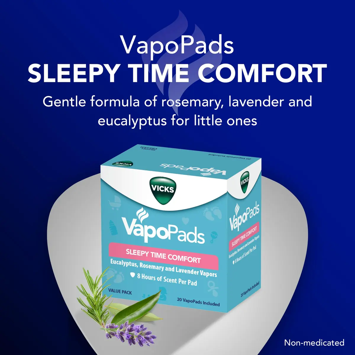 Vicks VapoPads Sleepy Time Comfort 40-Pack (1.5 oz / 42 g) | Rosemary, Lavender, Eucalyptus Scents - view 2