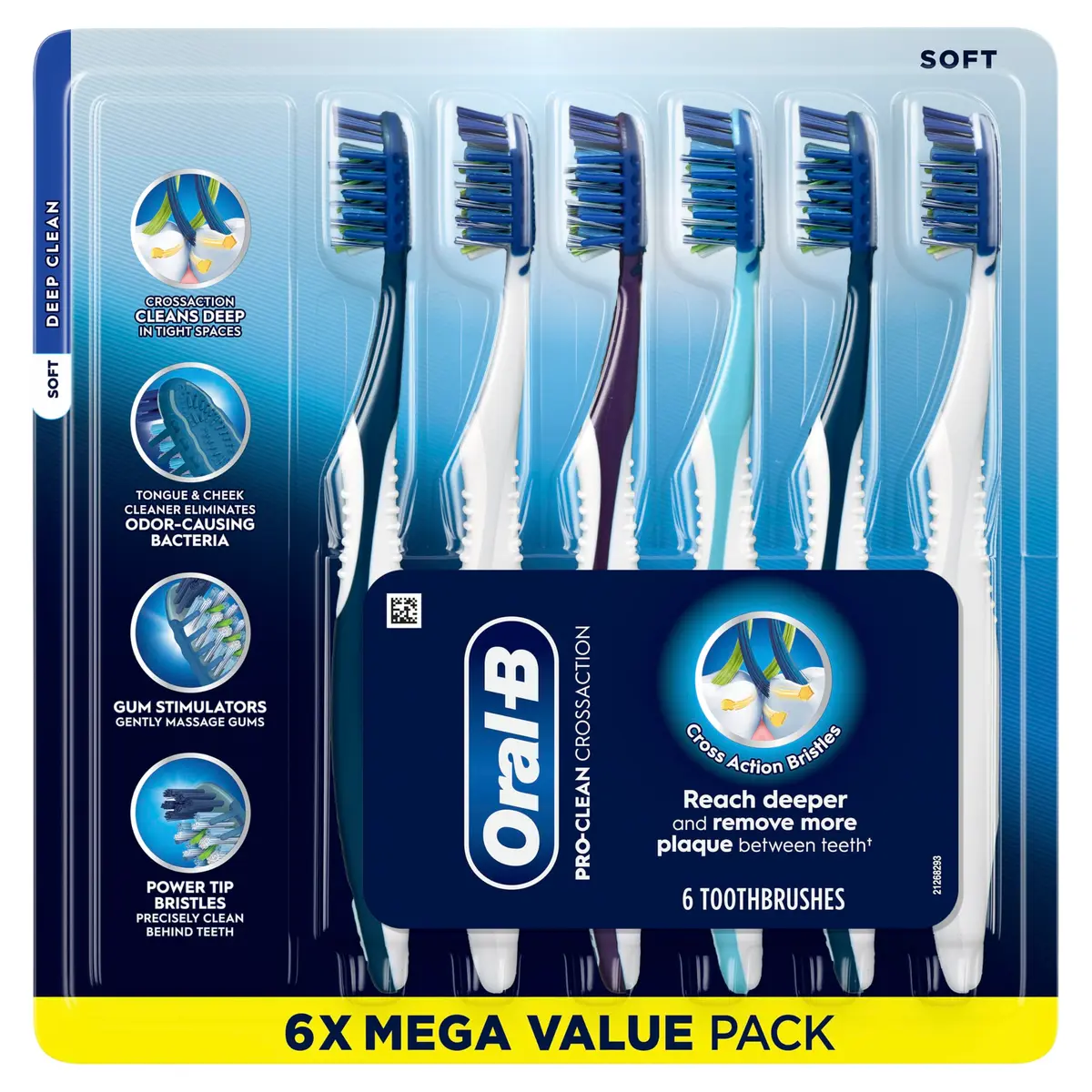 Oral-B Pro Clean Cross Action Toothbrushes 6 Count | Deep Plaque Removal (70-120c) - view 7