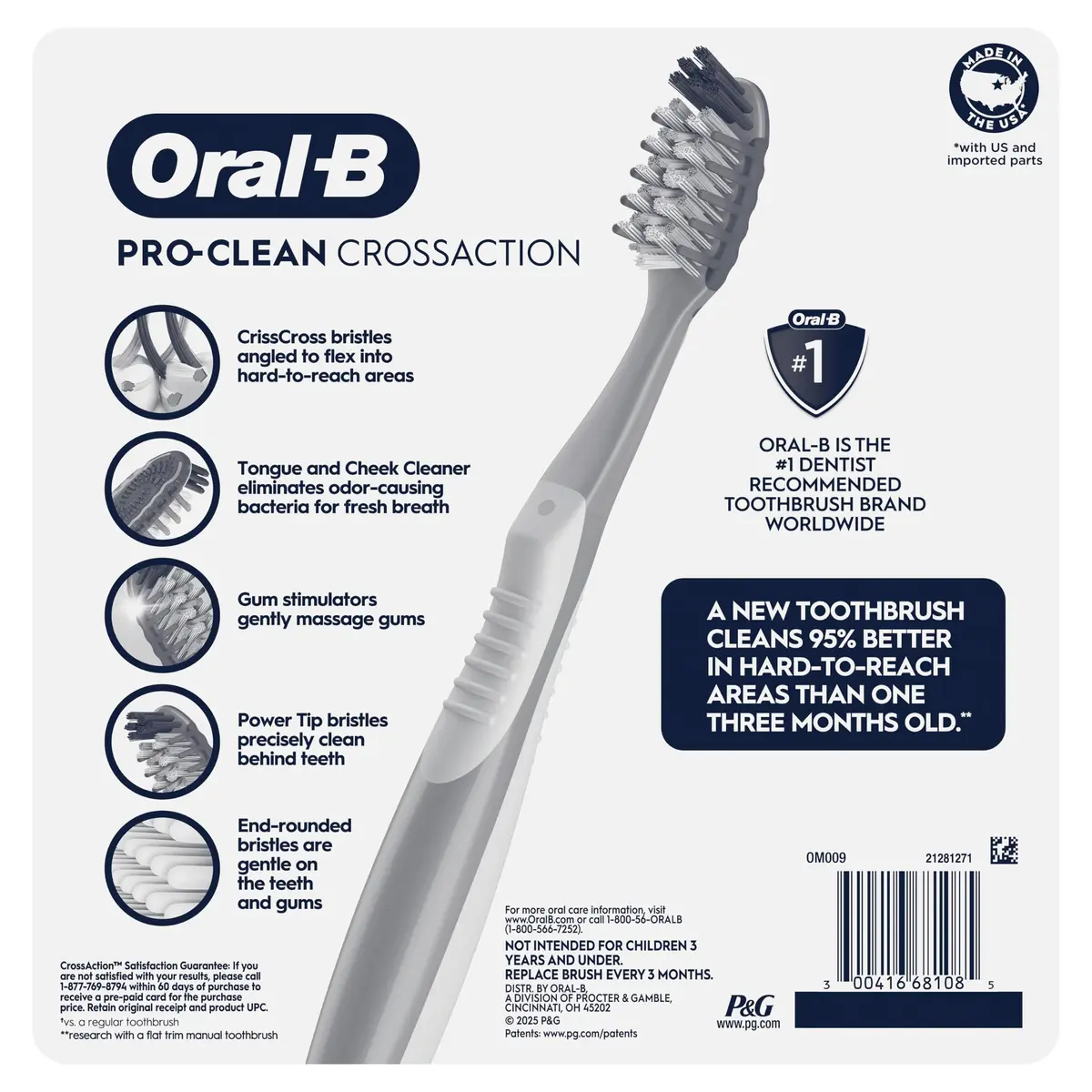 Oral-B Pro Clean Cross Action Toothbrushes 6 Count | Deep Plaque Removal (70-120c) - view 8