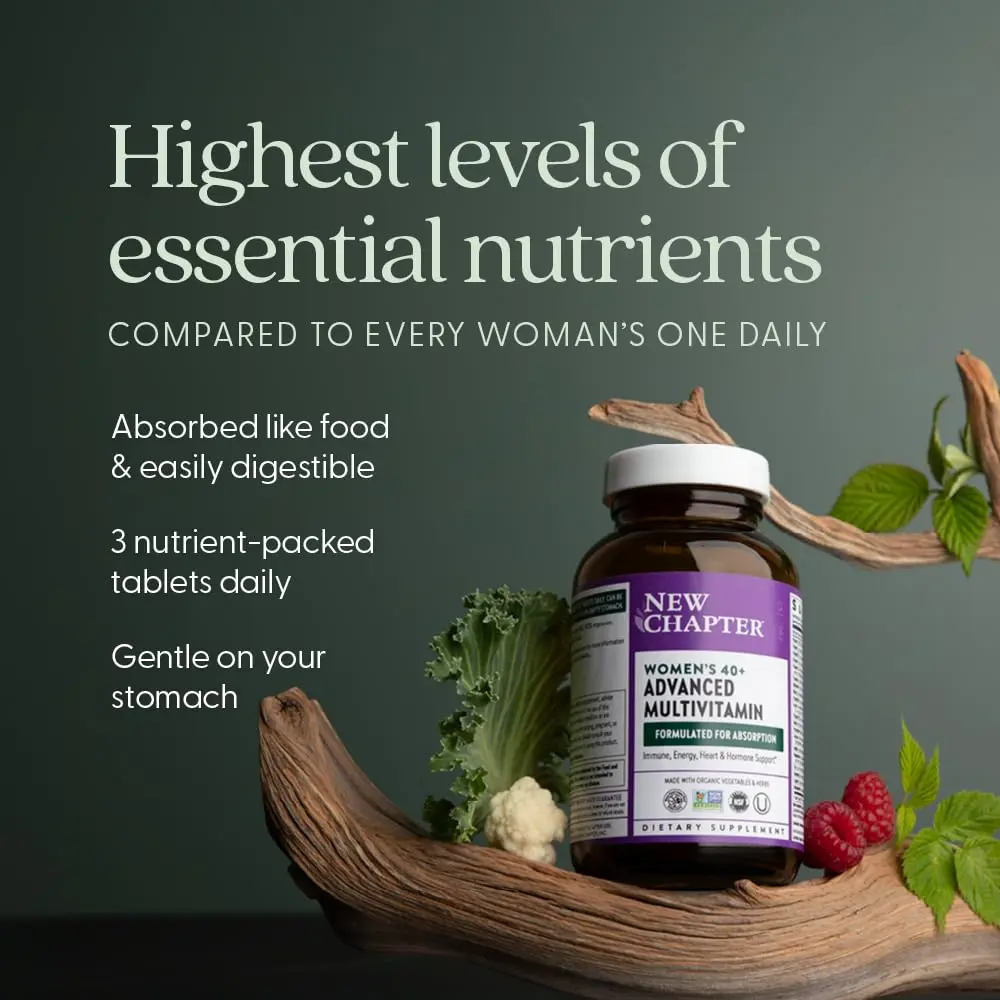 New Chapter Women's Multivitamin 40+ Advanced Formula for Heart, Hormone, Immune & Energy Support with Fermented B Vitamins +D3 (96 Count Pack of 2) | Organic Non-GMO - view 5