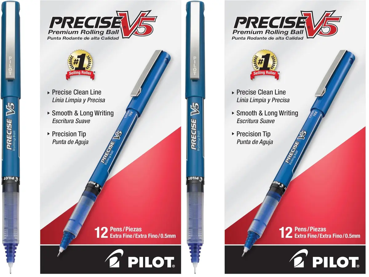 PILOT Precise V5 Rollerball Pens, Extra Fine Point 0.5 mm Blue Pens, Pack of 24 | Smooth Writing for School, Journaling & Office - main product image