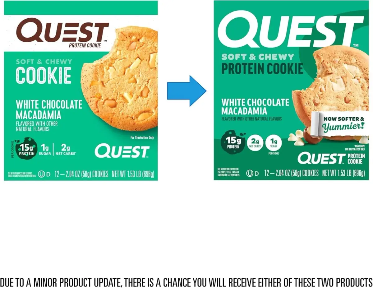 Quest Nutrition White Chocolate Macadamia Cookie 24 Cookies (1.36 kg / 48 oz) | 15g Protein, 1g Sugar, 2g Net Carbs - view 2