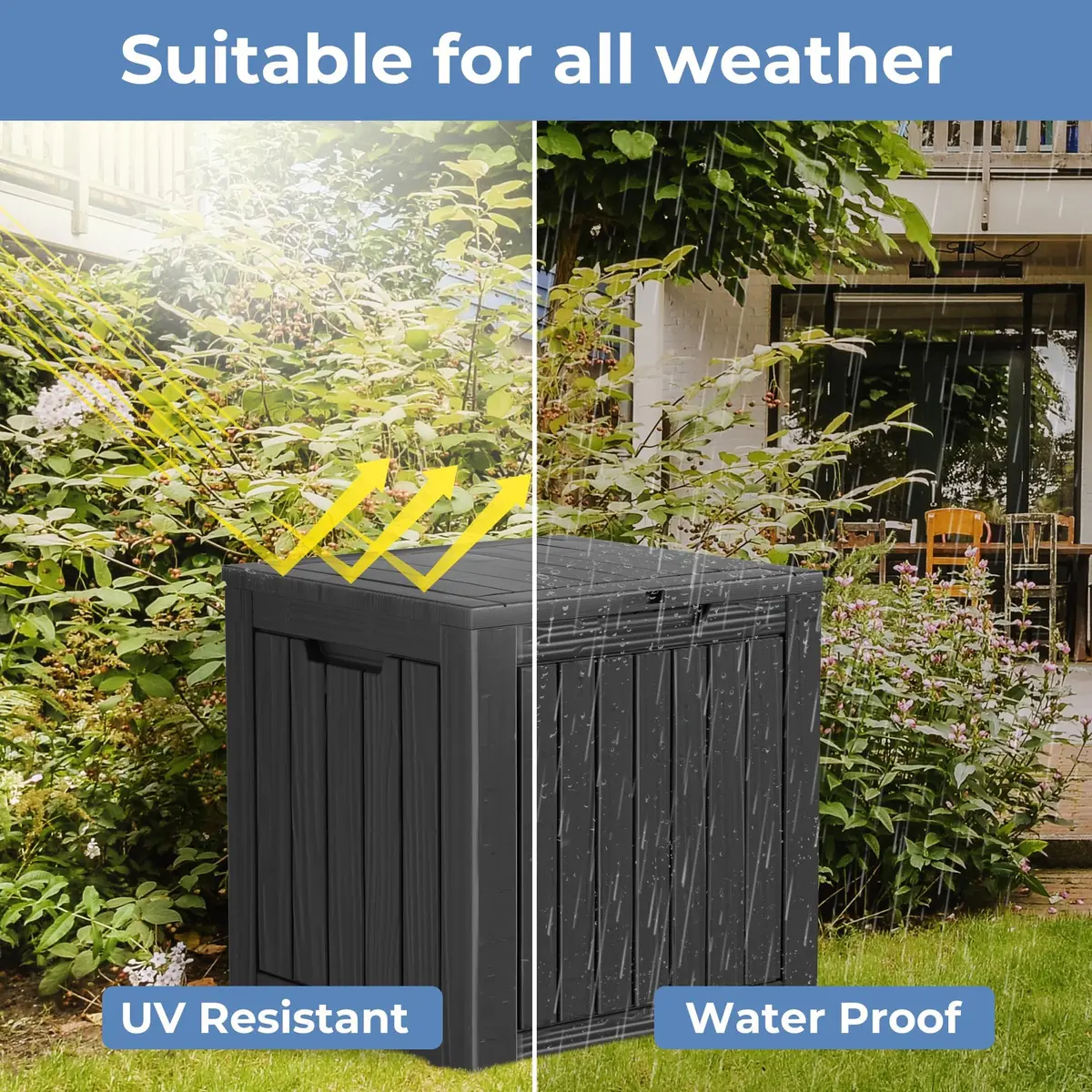 PATIOEASY 30GAL Waterproof Resin Deck Box UV-Resistant Lockable Outdoor Storage Chest Black - view 6