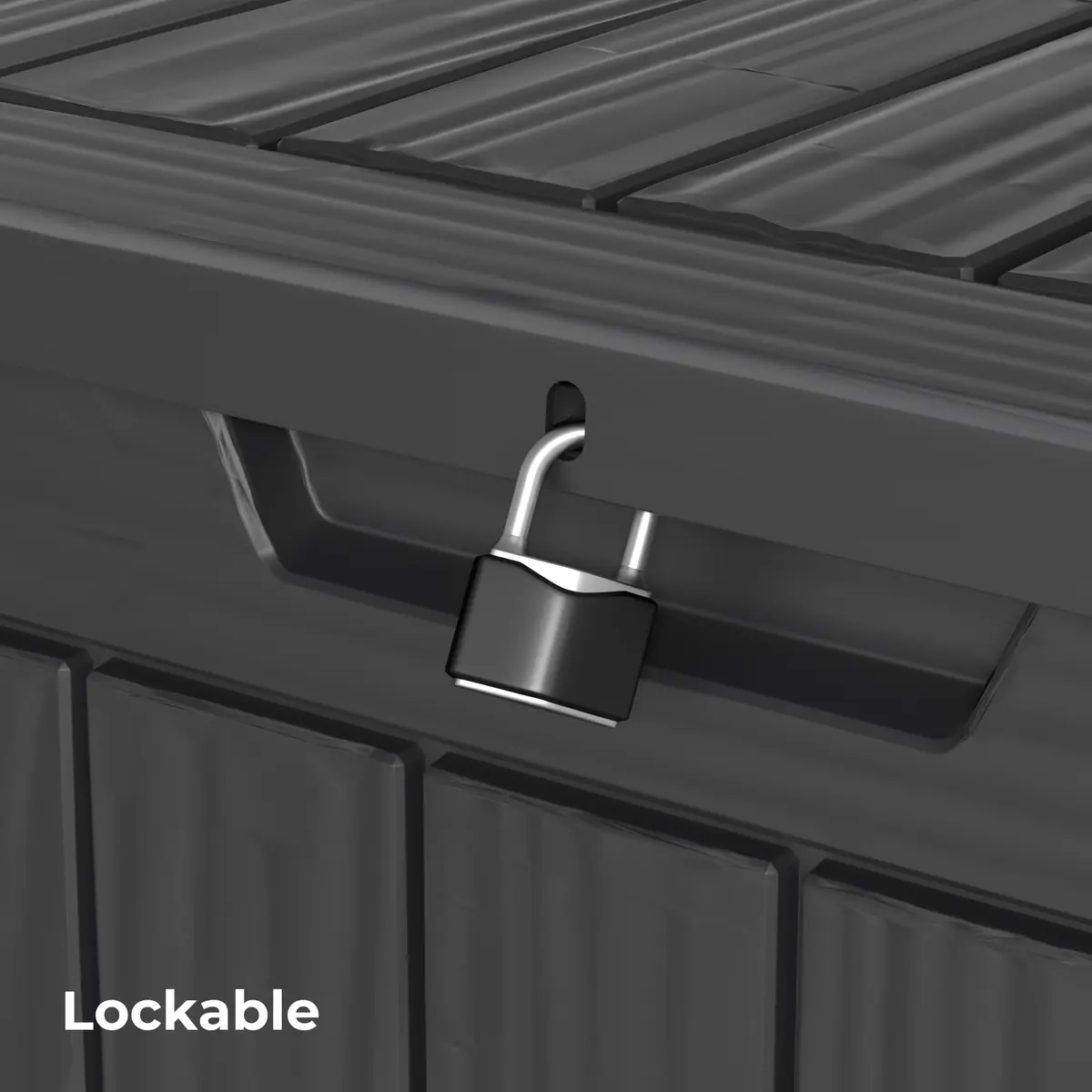 PATIOEASY 30GAL Waterproof Resin Deck Box UV-Resistant Lockable Outdoor Storage Chest Black - view 7