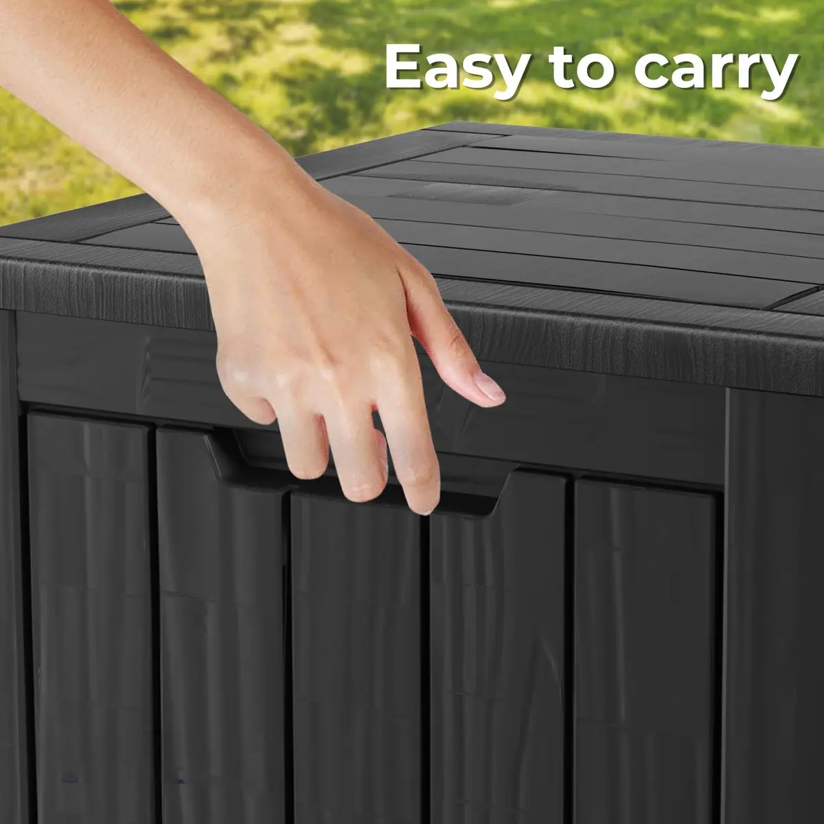 PATIOEASY 30GAL Waterproof Resin Deck Box UV-Resistant Lockable Outdoor Storage Chest Black - view 8