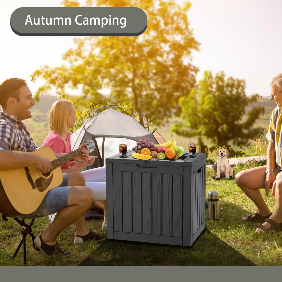 PATIOEASY 30GAL Waterproof Resin Deck Box UV-Resistant Lockable Outdoor Storage Chest Black - view 9