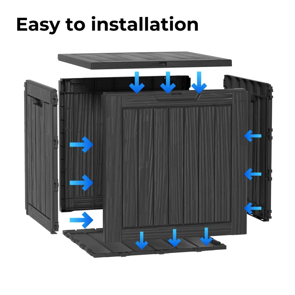PATIOEASY 30GAL Waterproof Resin Deck Box UV-Resistant Lockable Outdoor Storage Chest Black - view 4