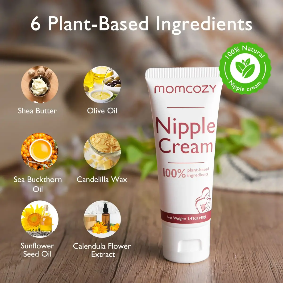 Momcozy Nipple Cream Safe for Breastfeeding, Lanolin-Free Nipple Balm 2.82 oz (Pack of 2) | Plant-Based Soothing Cream for Nursing Moms - view 2