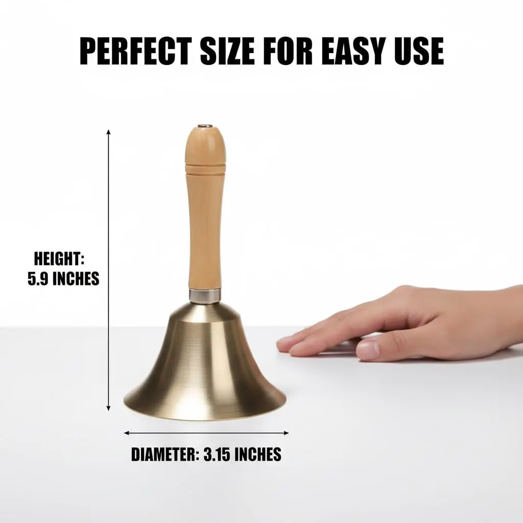 TDOCK Super Loud Solid Brass Hand Call Bell 7.9cm (3.15 Inch) Diameter | Classic Wedding & Prayer Bell - view 2