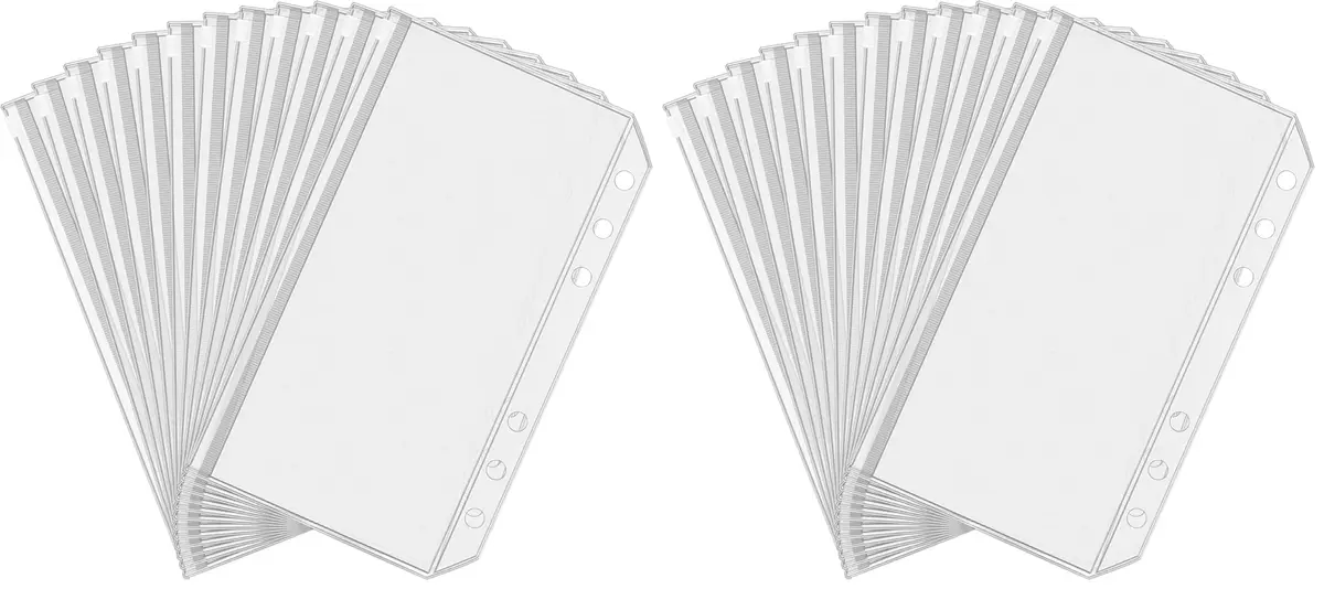 Antner A6 Binder Pockets 24 Pack Clear Zipper Folders with 6 Holes | Waterproof PVC Document Pouch Filing Bags - main product image