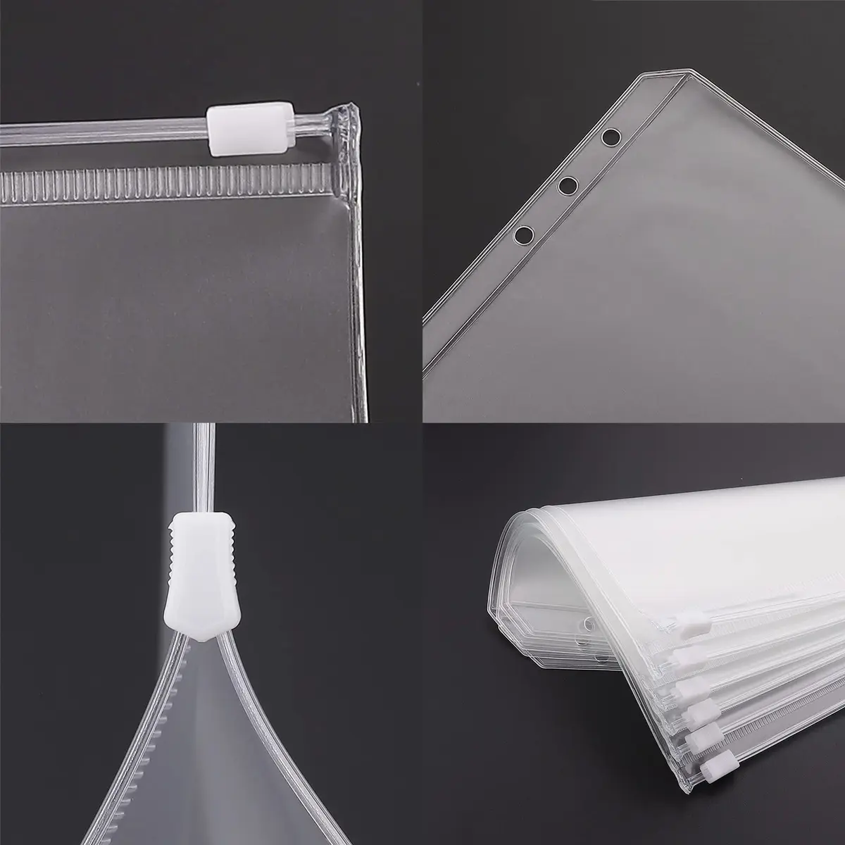 Antner A6 Binder Pockets 24 Pack Clear Zipper Folders with 6 Holes | Waterproof PVC Document Pouch Filing Bags - view 5