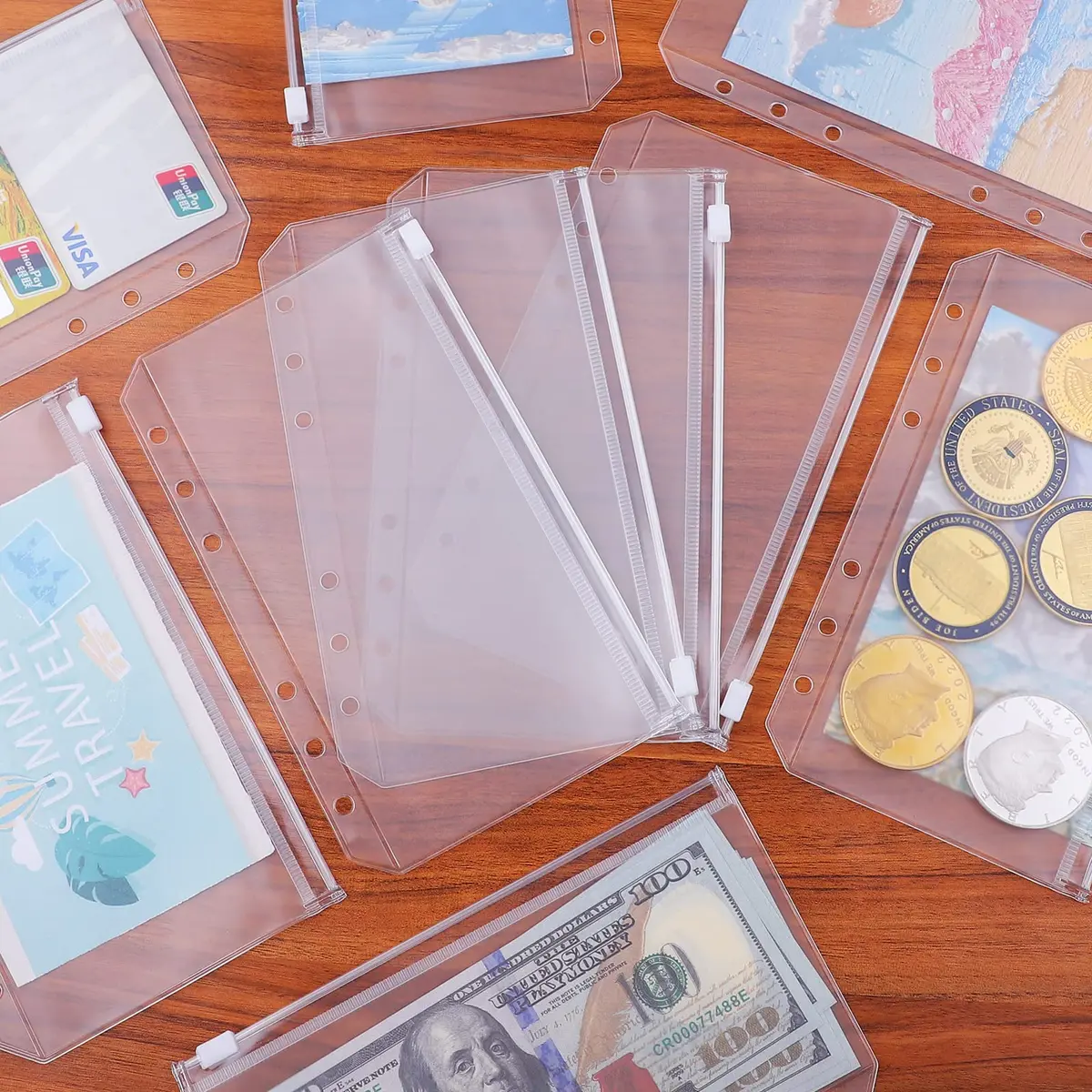 Antner A6 Binder Pockets 24 Pack Clear Zipper Folders with 6 Holes | Waterproof PVC Document Pouch Filing Bags - view 6
