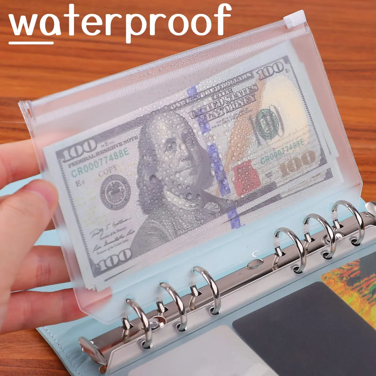 Antner A6 Binder Pockets 24 Pack Clear Zipper Folders with 6 Holes | Waterproof PVC Document Pouch Filing Bags - view 4