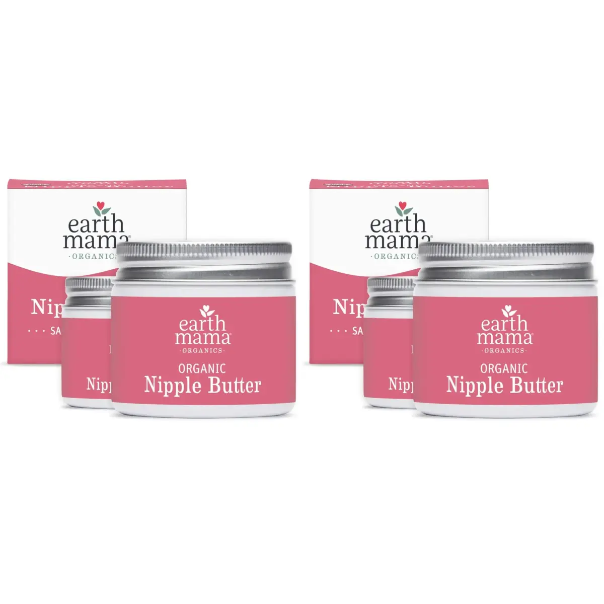 Earth Mama Organic Nipple Butter™ Cream 2 fl oz (8 fl oz Total) | USDA Organic, Lanolin-Free, Safe for Breastfeeding & Pumping - main product image