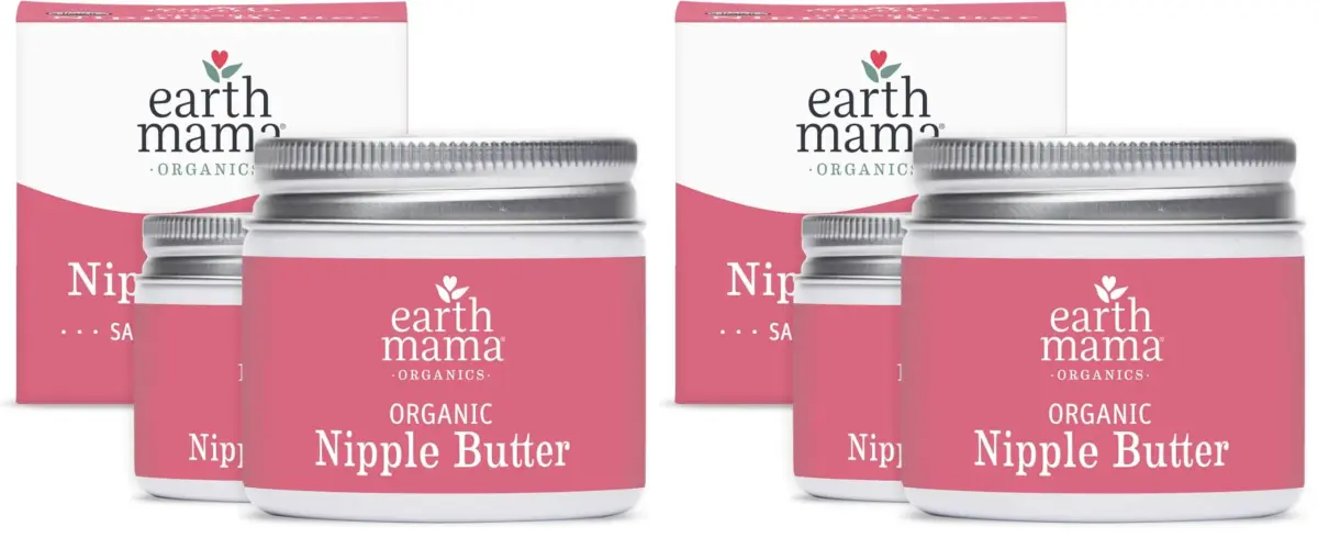 Earth Mama Organic Nipple Butter™ Cream 2 fl oz (8 fl oz Total) | USDA Organic, Lanolin-Free, Safe for Breastfeeding & Pumping - main product image