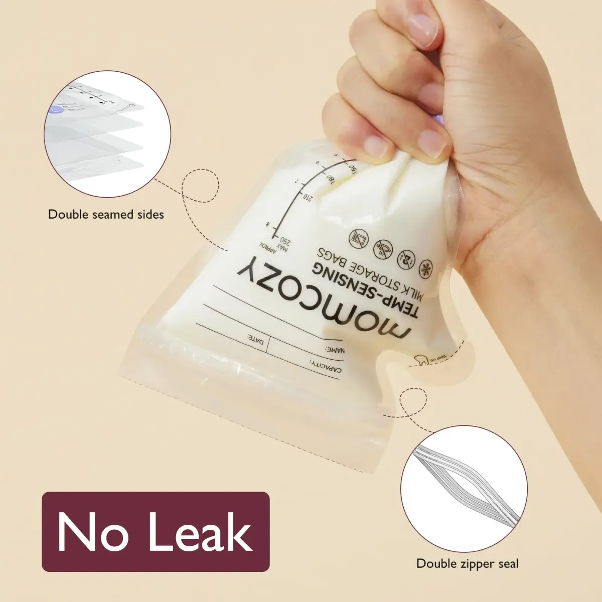 Momcozy Easy Pour Breastmilk Storage Bags 8oz (240ml) | Temp-Sensing Color Change, 120 Count (Pack of 2) - view 6