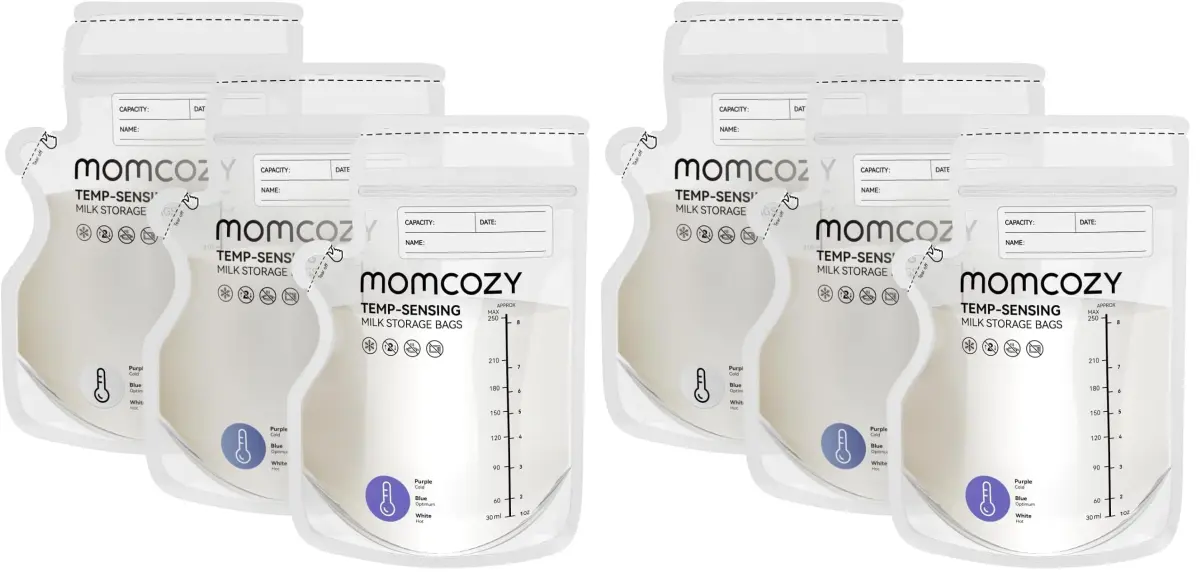Momcozy Easy Pour Breastmilk Storage Bags 8oz (240ml) | Temp-Sensing Color Change, 120 Count (Pack of 2) - main product image