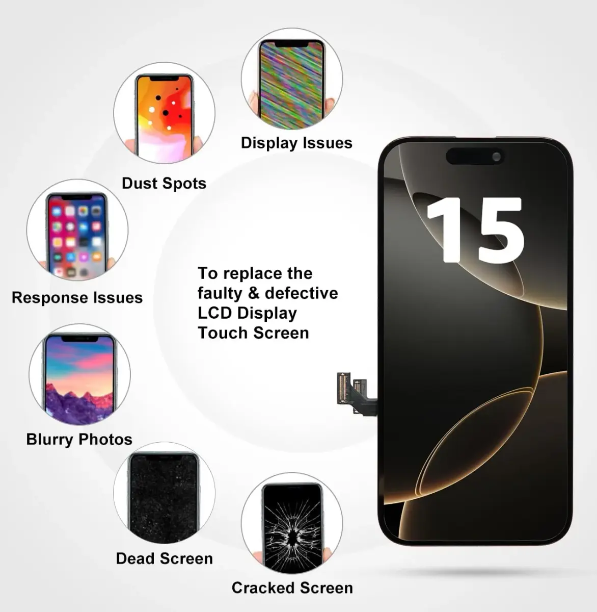 LL TRADER iPhone 15 6.1" FHD LCD Display Screen Replacement with Repair Kit - view 3