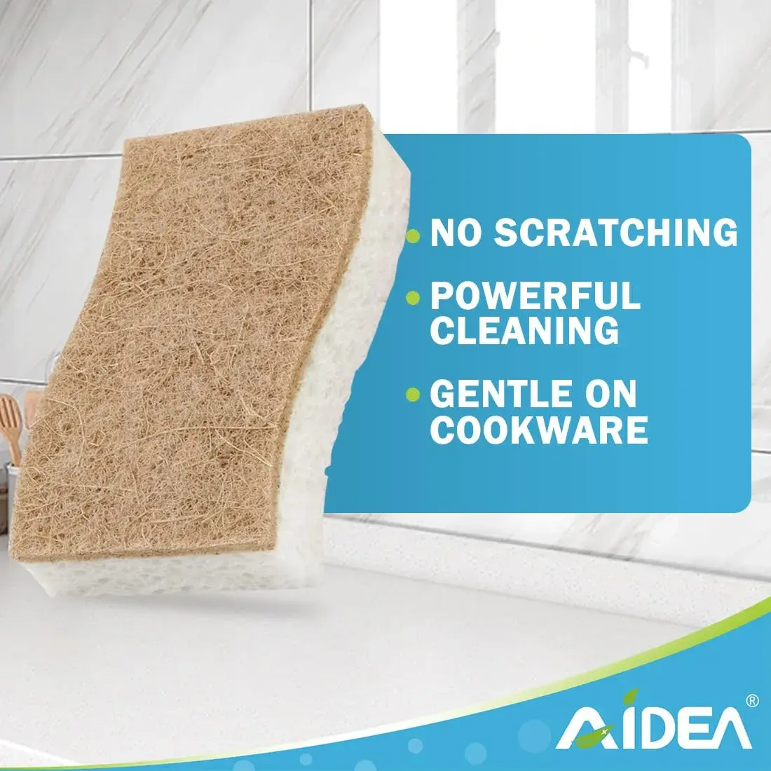AIDEA Kitchen Sponges, 9 Count (Pack of 1) | Non-Scratch Cellulose Scrub Sponges for Dishes, Cleaning Power for Kitchen, Bathroom, Household - view 6