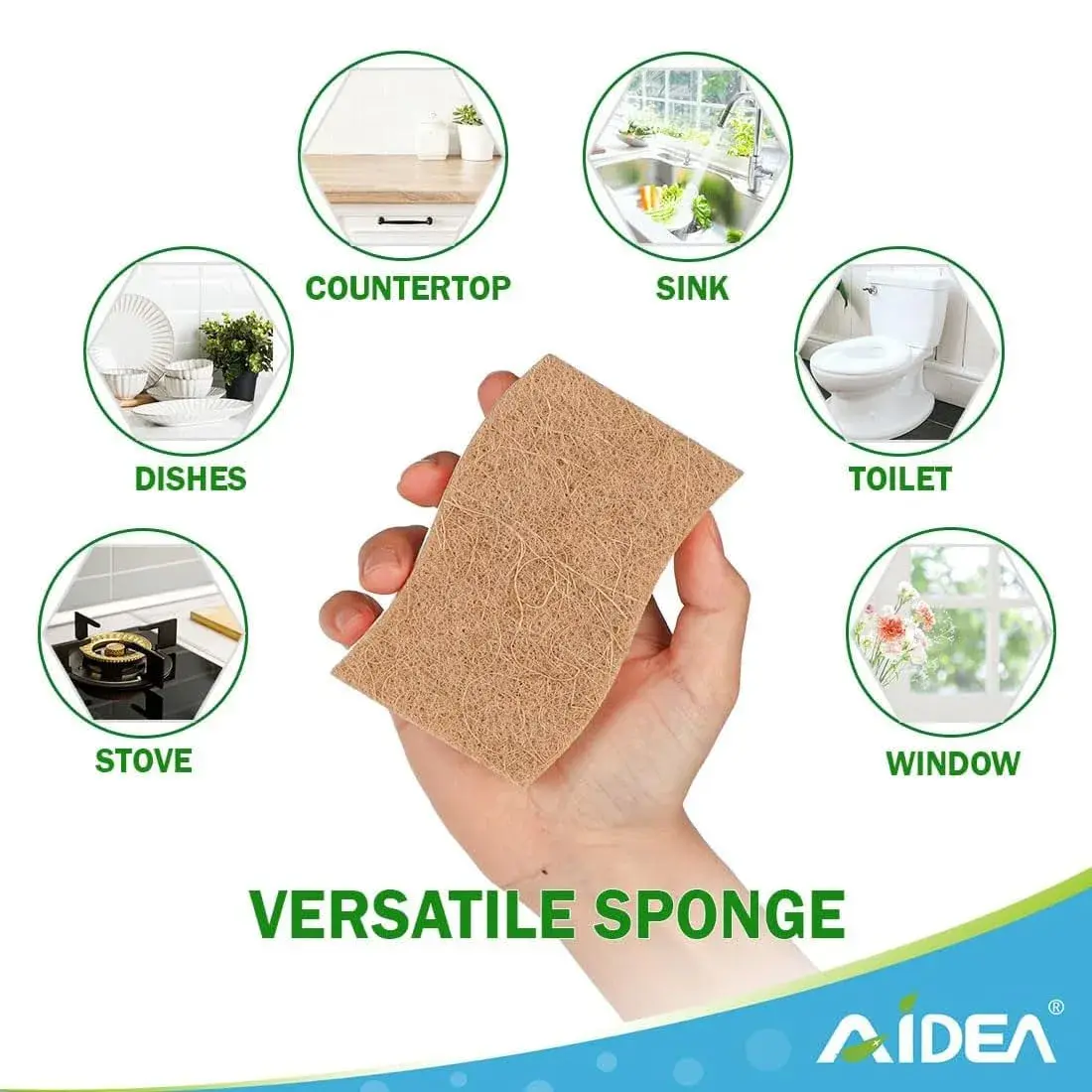 AIDEA Kitchen Sponges, 9 Count (Pack of 1) | Non-Scratch Cellulose Scrub Sponges for Dishes, Cleaning Power for Kitchen, Bathroom, Household - view 8