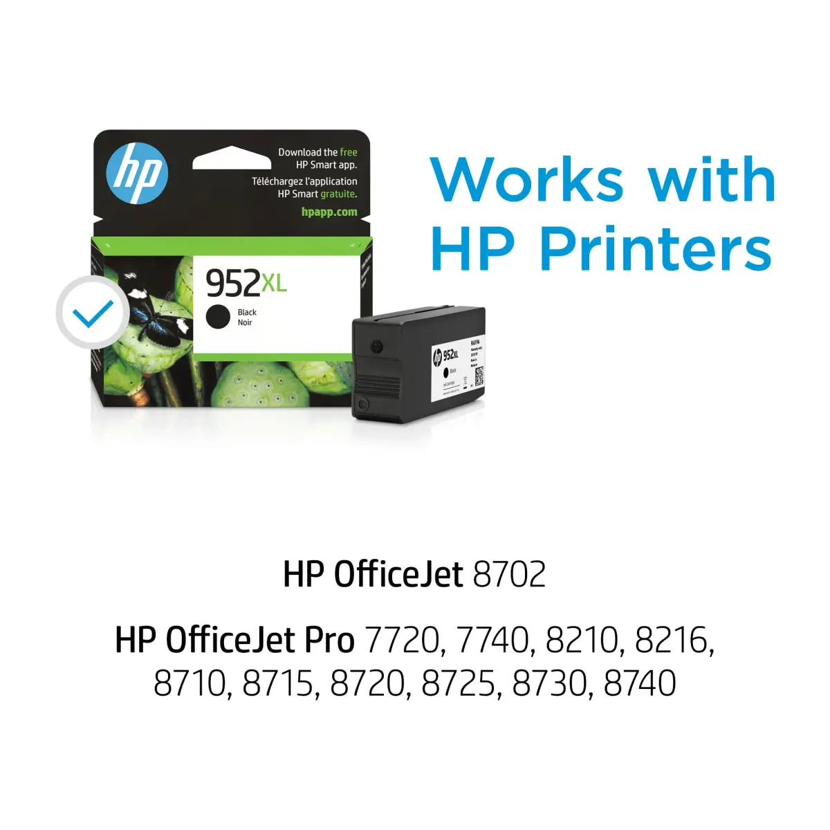 HP 952XL Black High-Yield Ink Cartridge 2000 Pages (2-Pack) | Fade-Resistant Documents & Brilliant Images - view 2
