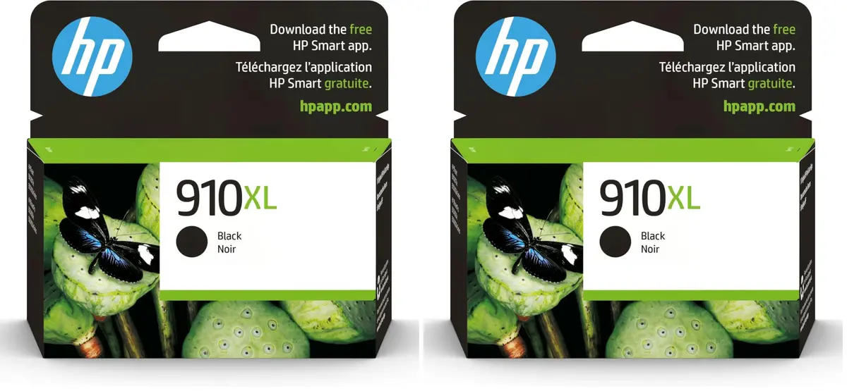 HP 910XL Black High-Yield Ink Cartridge 2-Pack | Fade-Resistant Documents & Brilliant Images - main product image