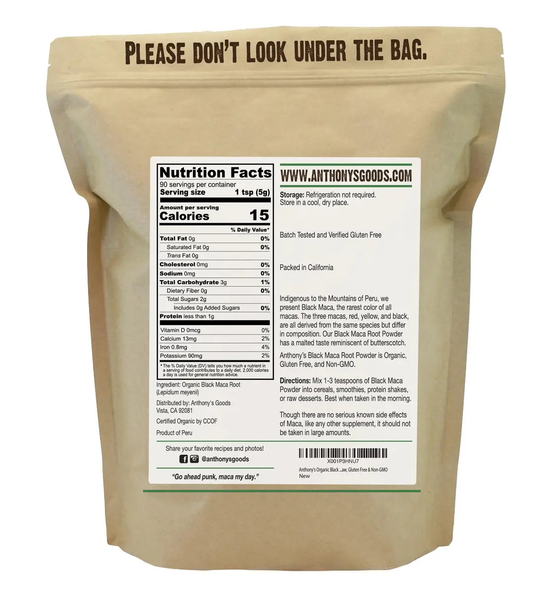 Anthony's Organic Black Maca Powder 16 oz (2 Pack) | Raw, Gluten Free & Non GMO - view 2