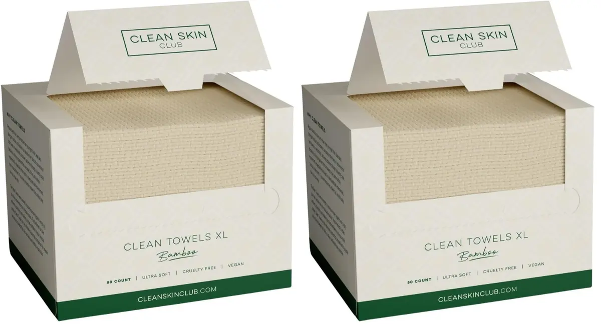 Clean Skin Club Bamboo Viscose Clean Towels XL 100 Count (2-Pack) | USDA Biobased Disposable Face Towels - main product image