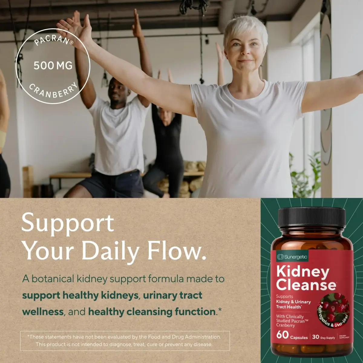 Sunergetic Kidney Cleanse Supplement with Cranberry Extract 120 Vegetarian Capsules (60 Count Pack of 2) | Supports Healthy Kidneys & Urinary Tract - view 5
