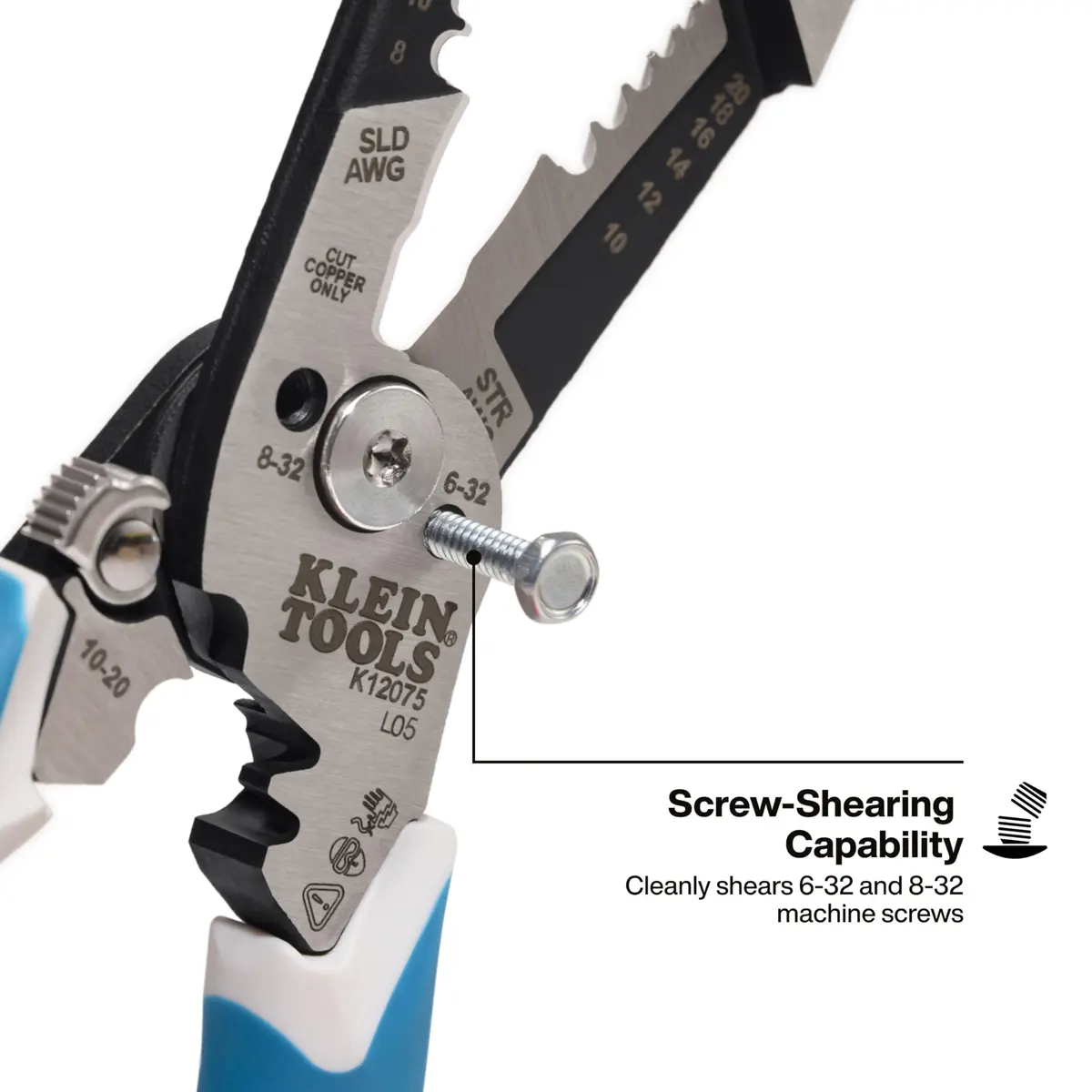 Klein Tools K12075 Heavy-Duty Wire Stripper 8-18 AWG Solid / 10-20 AWG Stranded | Precision Electrical Cable Stripping Tool - view 7