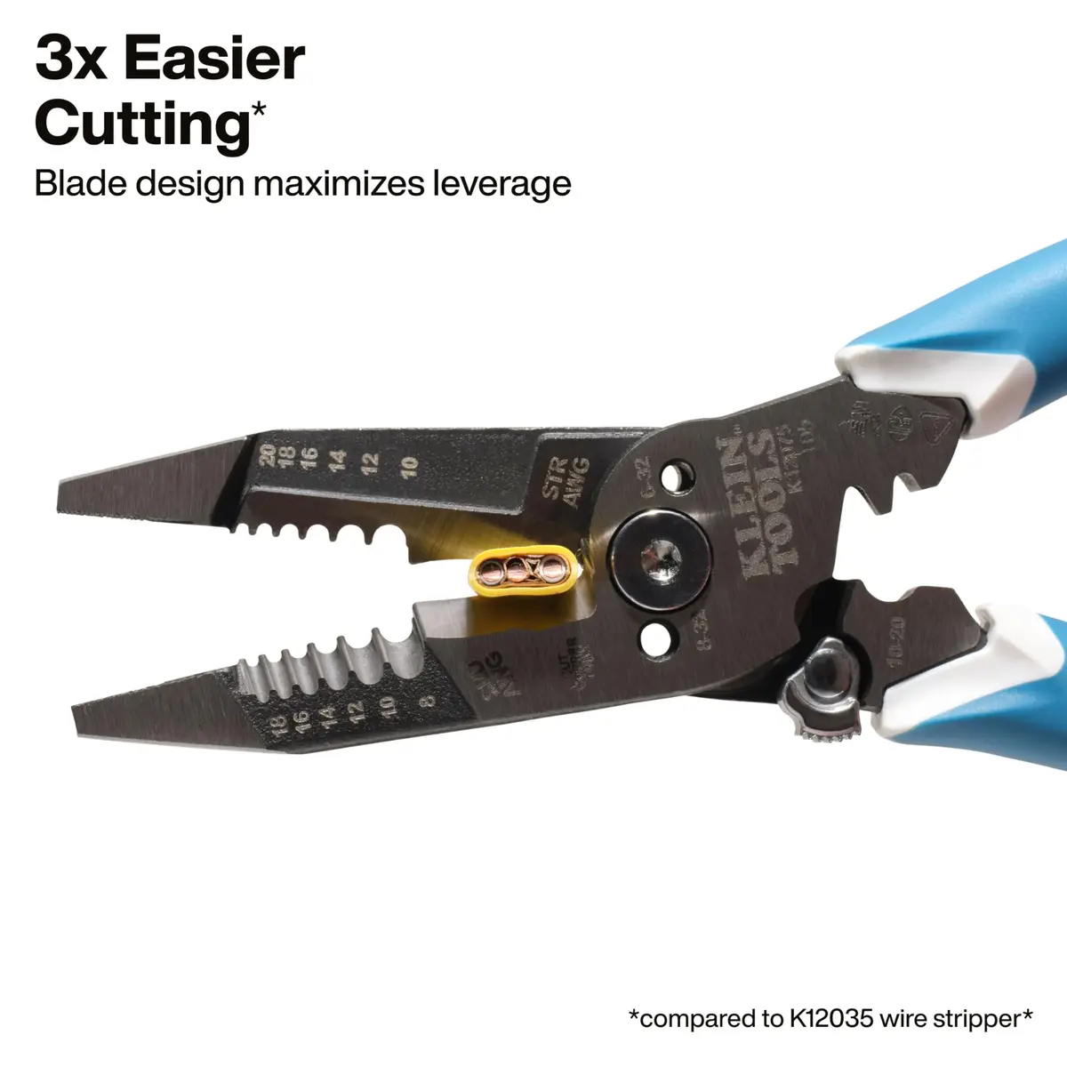 Klein Tools K12075 Heavy-Duty Wire Stripper 8-18 AWG Solid / 10-20 AWG Stranded | Precision Electrical Cable Stripping Tool - view 2