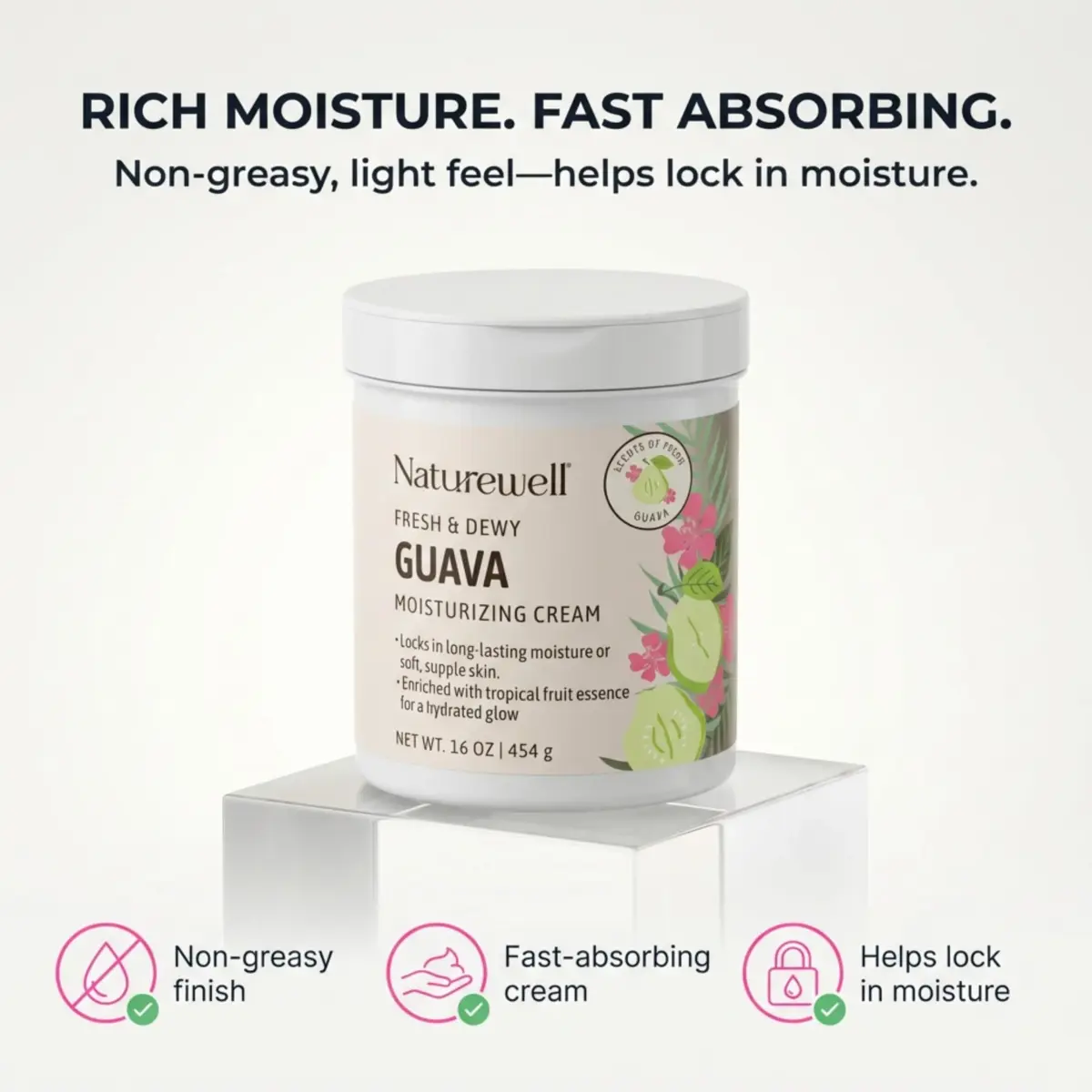 NATURE WELL Guava Body Cream 473ml (16 Oz) | Hydrates Dry Skin with Tropical Fruit Essence - view 4