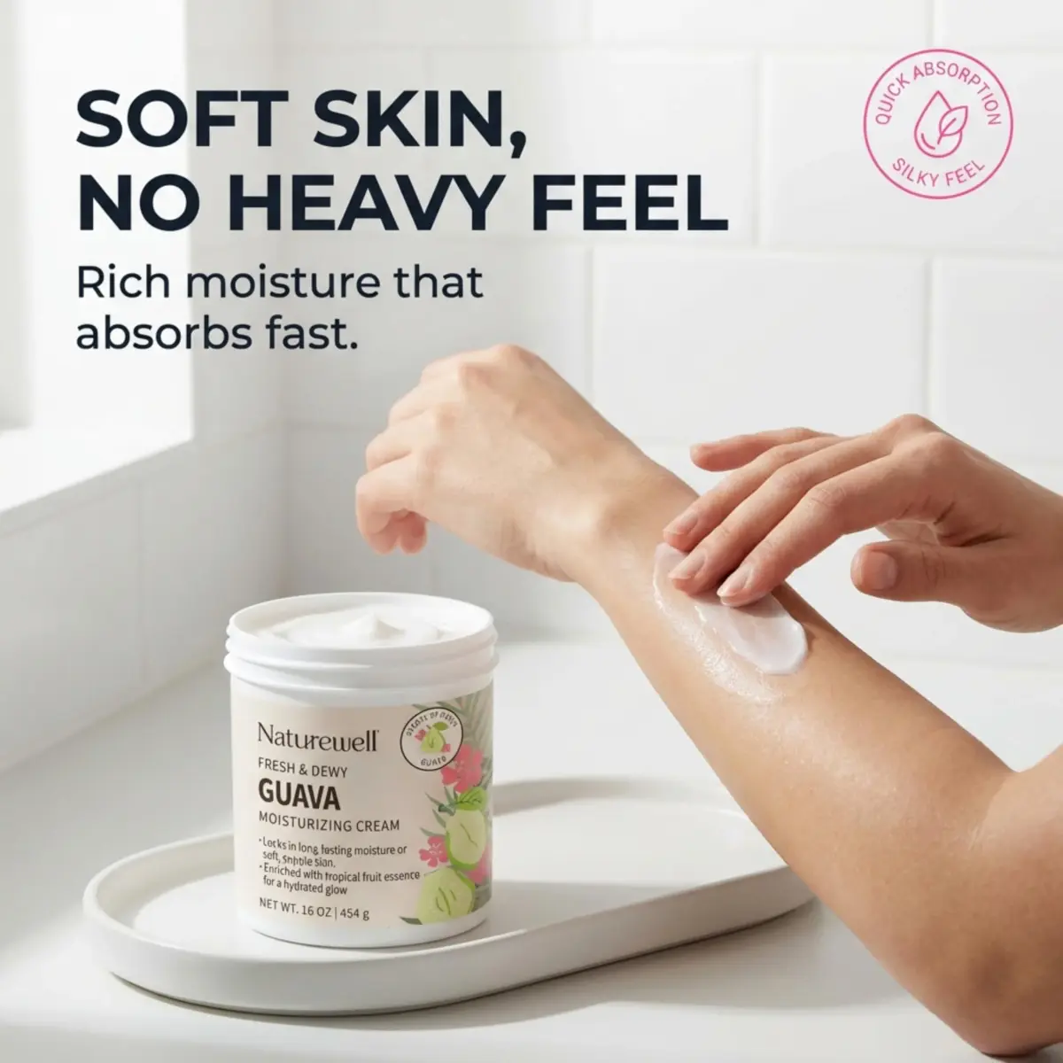 NATURE WELL Guava Body Cream 473ml (16 Oz) | Hydrates Dry Skin with Tropical Fruit Essence - view 5