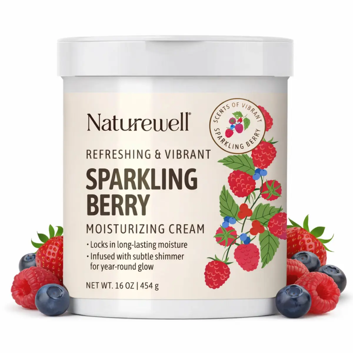 NATURE WELL Sparkling Berry Body Cream with Shimmer 473ml (16 Oz) | Hydrating & Glow-Enhancing Formula - main product image