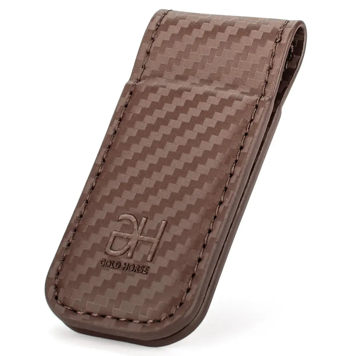GH GOLD HORSE Slim Magnetic Money Clip Genuine Leather Business Card Holder for Men (Coffee) | Holds 10-15 Bills - main product image