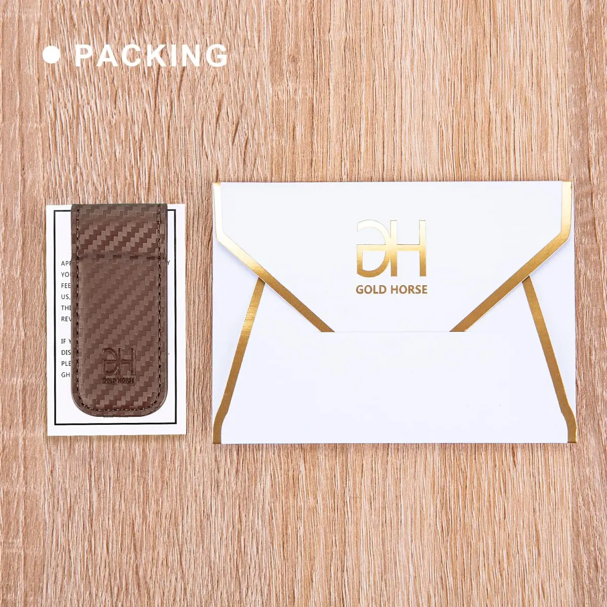 GH GOLD HORSE Slim Magnetic Money Clip Genuine Leather Business Card Holder for Men (Coffee) | Holds 10-15 Bills - view 7