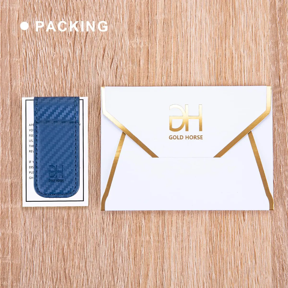 GH GOLD HORSE Slim Magnetic Money Clip Genuine Leather Card Holder for Men, Blue | Holds 10-15 Bills - view 7