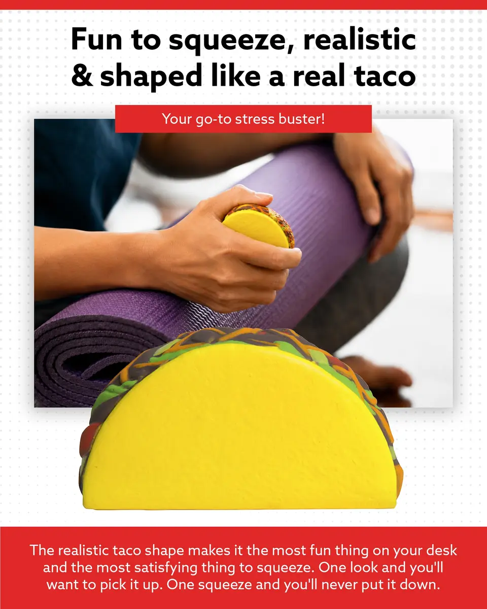 ALPI Taco Foam Stress Ball | Squeeze Toy for Kids & Adults, 4" x 2.25" - view 6