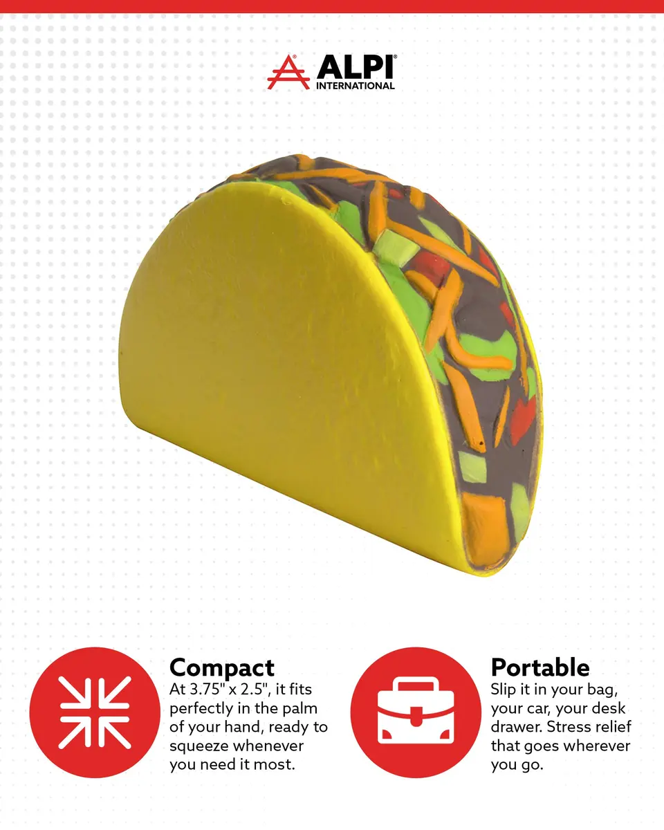 ALPI Taco Foam Stress Ball | Squeeze Toy for Kids & Adults, 4" x 2.25" - view 4