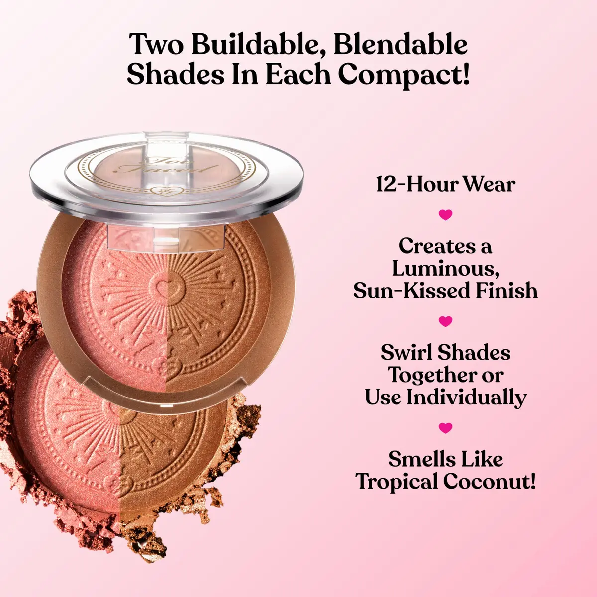 Too Faced Sun Bunny Blushing Bronzer 0.28 Oz | Dual-Shade Sheer, Luminous Bronzer with Pink Undertones - view 4